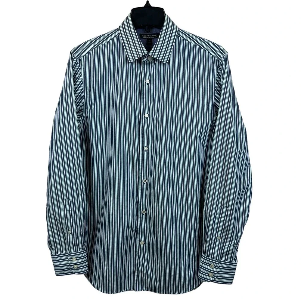 Banana Republic Men's Non‎ Iron Tailored Slim Fit Stripe Dress Shirt Size Medium